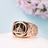 Bagues carrées pour hommes et femmes, motif de château de lune, couleur or lisse, noires, bijoux de personnalité, accessoires de Style ethnique