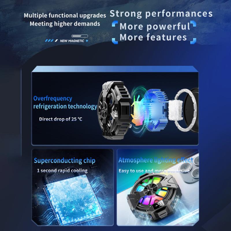 Магнитный охладитель для телефона Портативный RGB-телефон Полупроводниковый радиатор Быстрое охлаждение Охладитель для телефона Мобильный