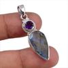 Подвеска из натурального лабрадорита, аметиста, из чистого серебра 925 пробы, 1,75 дюйма, e1h99
