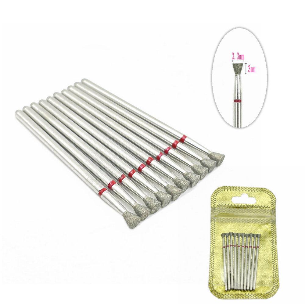 10 шт./упак. сверло для ногтей, полировщик, алмазные сверла для ногтей, вращающиеся насадки для электрического маникюрного аппарата, фрезы, заусенцы, инструменты для дизайна ногтей, аксессуары