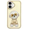 NIMMY for iPhone 16 Case Embroidery PU Leather+PC+TPU Phone Cover - Pink Cat