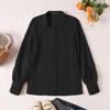 Spring Women Hollow Out Solid Color Shirt Long Sleeves Casual Loose Tops Plus Size