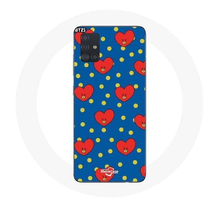 Case for Samsung Galaxy A51 5G BTS Bangtan Boys BT21 TATA De V Blue Background