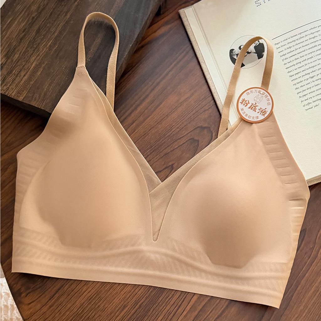 Ultra-thin satin mesh beauty back underwear women's big breasts show small and thin, close sub-breasts to prevent sagging, summer ice silk bra cover