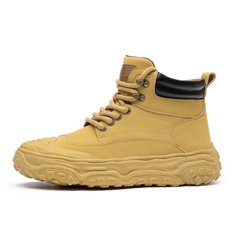Martin Boots Men's High-top Autumn and Winter British Style Retro Kick Can't Be Rotten Big Yellow Boots Outdoor Desert Soft Leather Tooling Boots