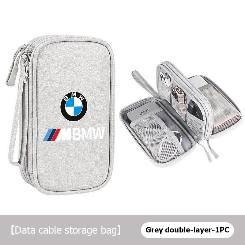 Universal Car Travel Portable Data Cable Storage Bag Accessories For BMW M3 M5 X3 E93 F10 F20 F30 F40 F15 F25 F26 F31 F49 F86 QS4