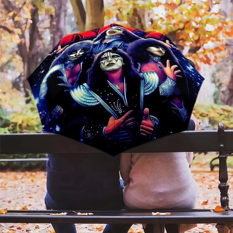 Kiss Band Cosmic Concert Automatic Umbrella - Suitable Travel Outdoor Portable Umbrella Birthday Gift Daily Essentials