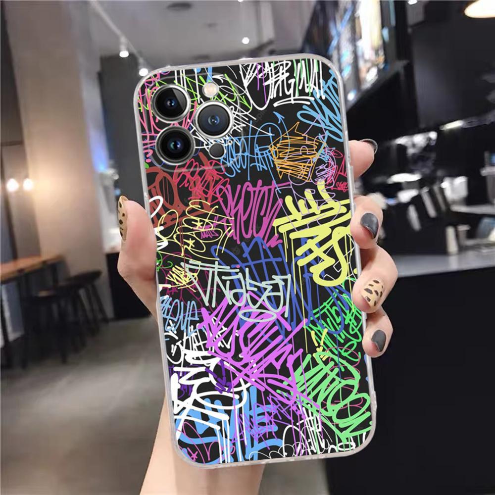 Крутая арт-чехол с граффити для iPhone 15 14 11 12 13 Mini Pro XS Max Чехол 6 7 8 Plus X XR SE 2020 Funda Shell