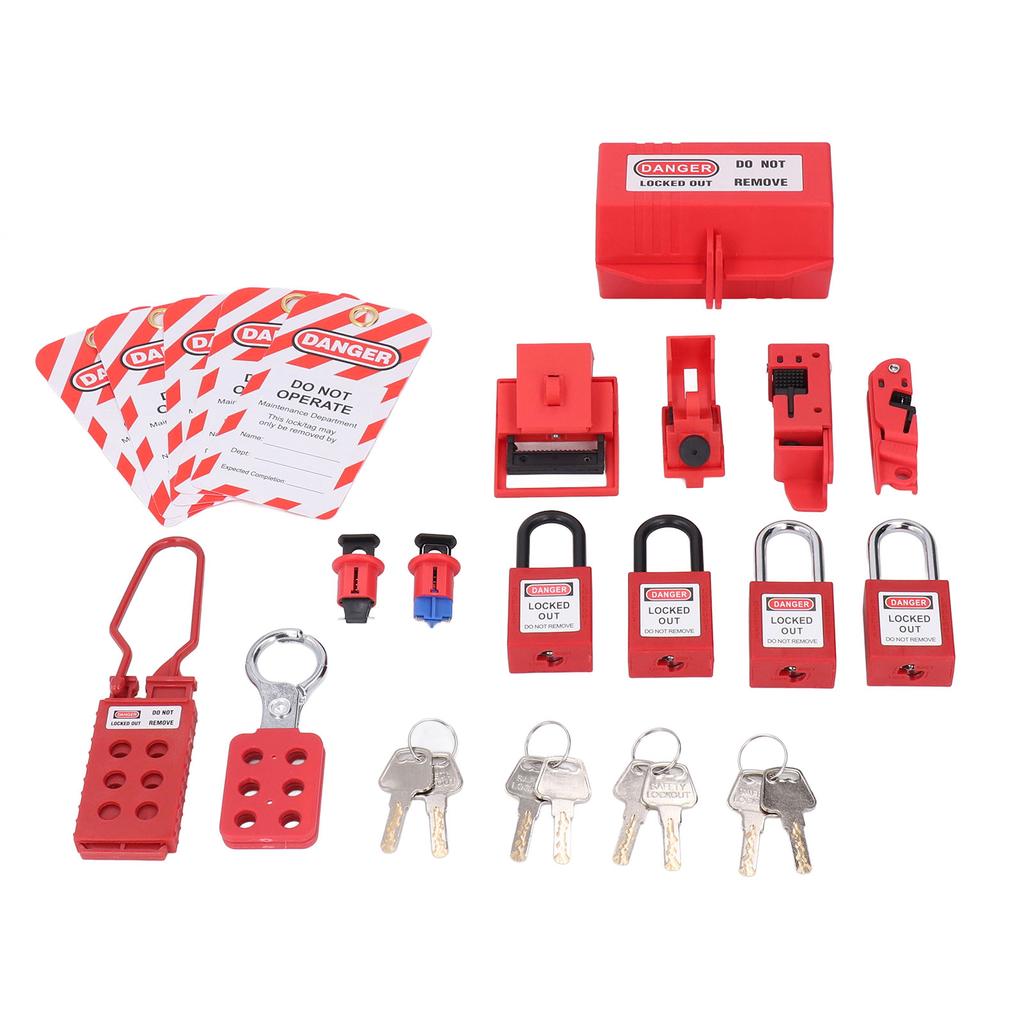 Electrical Lockout Tagout Kit Hasps Plug Lockout Loto Safety Locks Hanging Tags Keys and Storage Bag