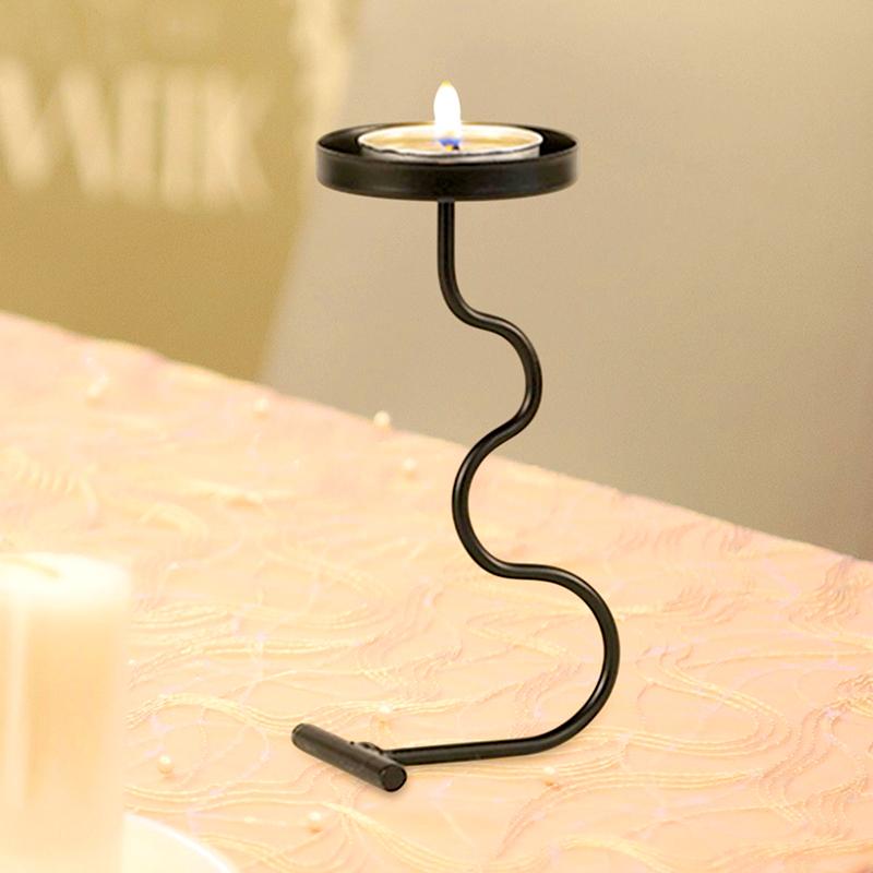 Iron Art Solid Color Desktop Candle Holder Unique Handicrafts Ornaments Gift Living Room Candlestick Decorative Home Decoration