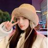 Hat Female Autumn and Winter Warm Ear Protector Basin Hat Cute Cold Hat Bucket Hat Down Thickened Windproof Cotton Hat