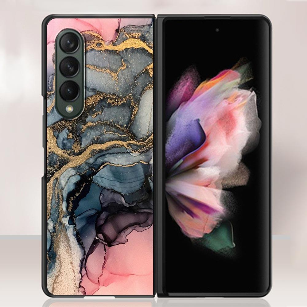 Zfold4 Красочный мраморный чехол для Samsung Galaxy Z Fold3 5G Жесткий пластиковый тонкий чехол Ультратонкий чехол для телефона Galaxy Z Fold 3