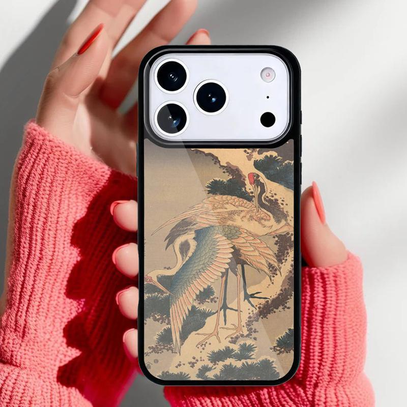Японские журавли Арт Чехол для телефона для iPhone 17 16 15 14 13 Pro Max Задняя крышка для 12 11 Pro Coque
