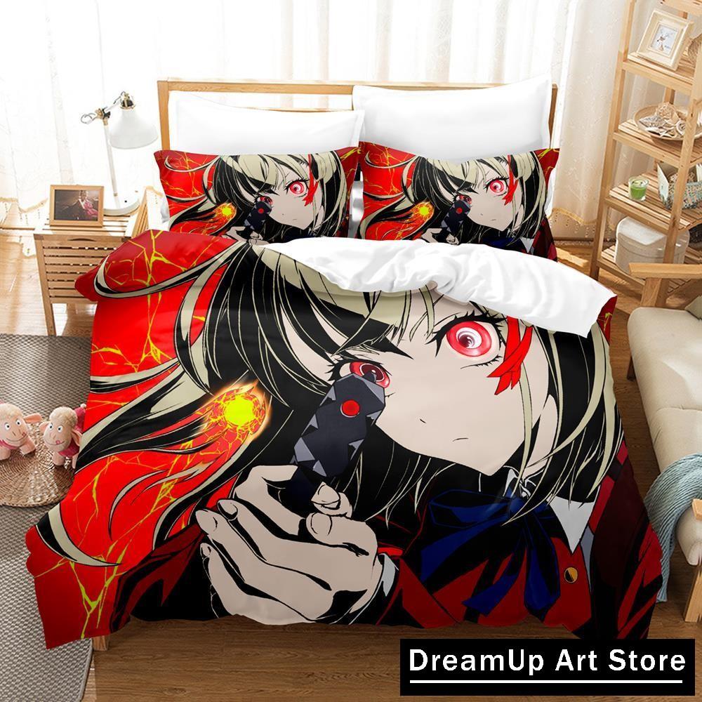 3D Печать Мода Аниме Lycoris Recoil Постельное Белье Мальчики Девочки Полуторный Двуспальный Полный Размер Пододеяльник Наволочка Кровать Взрослая Спальня