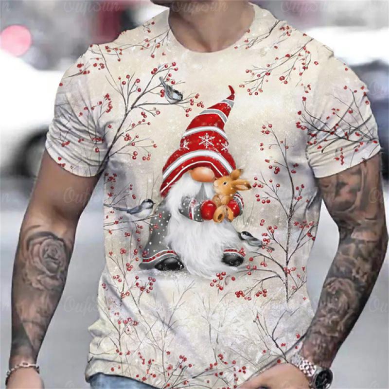 Hot Sell Christmas T-Shirt For Men 3d Snowman Printed Men'S Clothing Street Designer Short Sleeve Tshirts Daily Casual Tops Tees