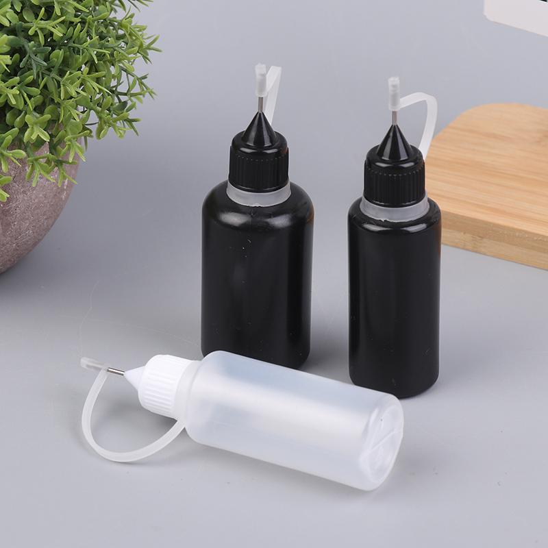 Diy Quilling Tool Empty Needle Tip Glue Bottle With Black Cap Liquid Dropper Containers With Silicone Rings For Crafting