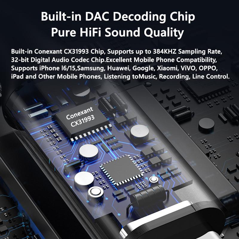 Тип C - 3,5 мм аудио адаптер кабель CX31993 HiFi ЦАП цифровой декодирующий усилитель для наушников для iPhone15 16/Huawei/Xiaomi/Samsung