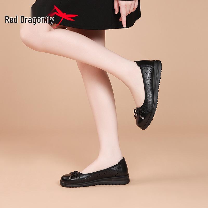 Женские летние кожаные сандалии-слипоны Red Dragonfly – Ажурные, дышащие, повседневная обувь для женщин и мам.