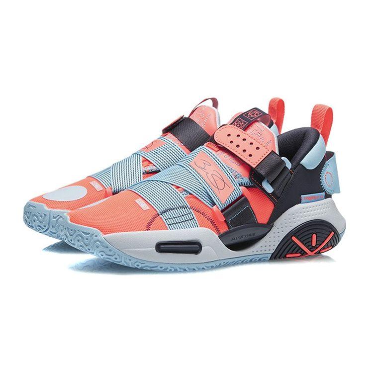 Баскетбольные кроссовки Li Ning All City 9 V2 Youth Low Top, детские кроссовки оранжево-синего цвета ABPR055-2