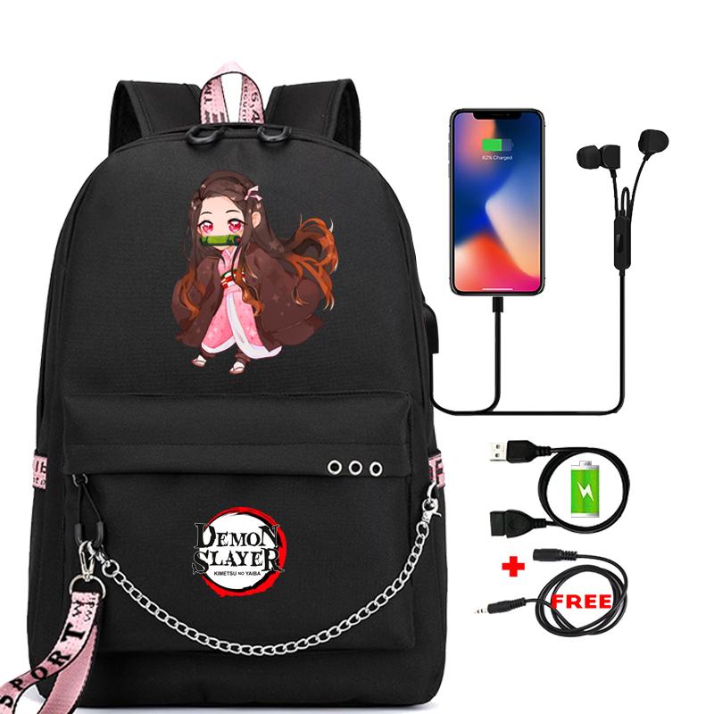 Аниме Demon Slayer Nezuko Bookbag Подростковый рюкзак Школьные ранцы для мальчиков и девочек Mochilas Мультяшный принт Сумка для ноутбука Снова в школу Рюкзак