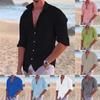 Designer Spring Summer Men's Casual Cotton Linen Solid Color Long Sleeve Shirts Loose Shirts