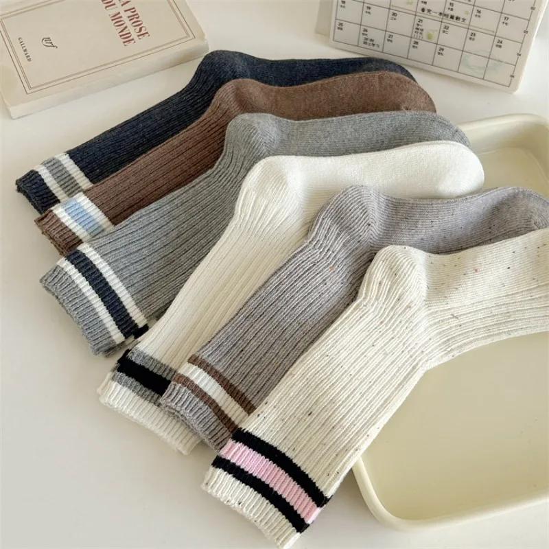 Новые носки женские осенние и зимние хлопковые трикотажные эластичные длинные носки японская мода полосатые носки в стиле Харадзюку ретро уличная одежда