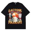 Lactose Tolerant Graphic Print T-Shirt Men Women Vintage Fashion Short Sleeve T-shirt Cotton Casual Cozy Oversized Loose T Shirt