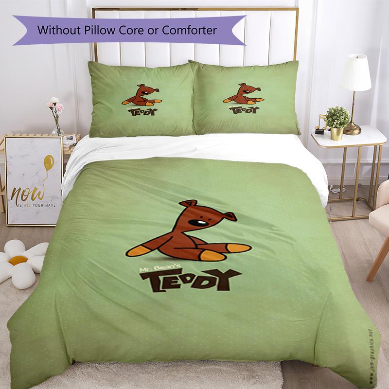 3pcs Mr Bean Bedding Set Duvet Cover Closure Includes 1 Duvet Cover & 2 Pillowcases, Soft and Comfortable for All Seasons.