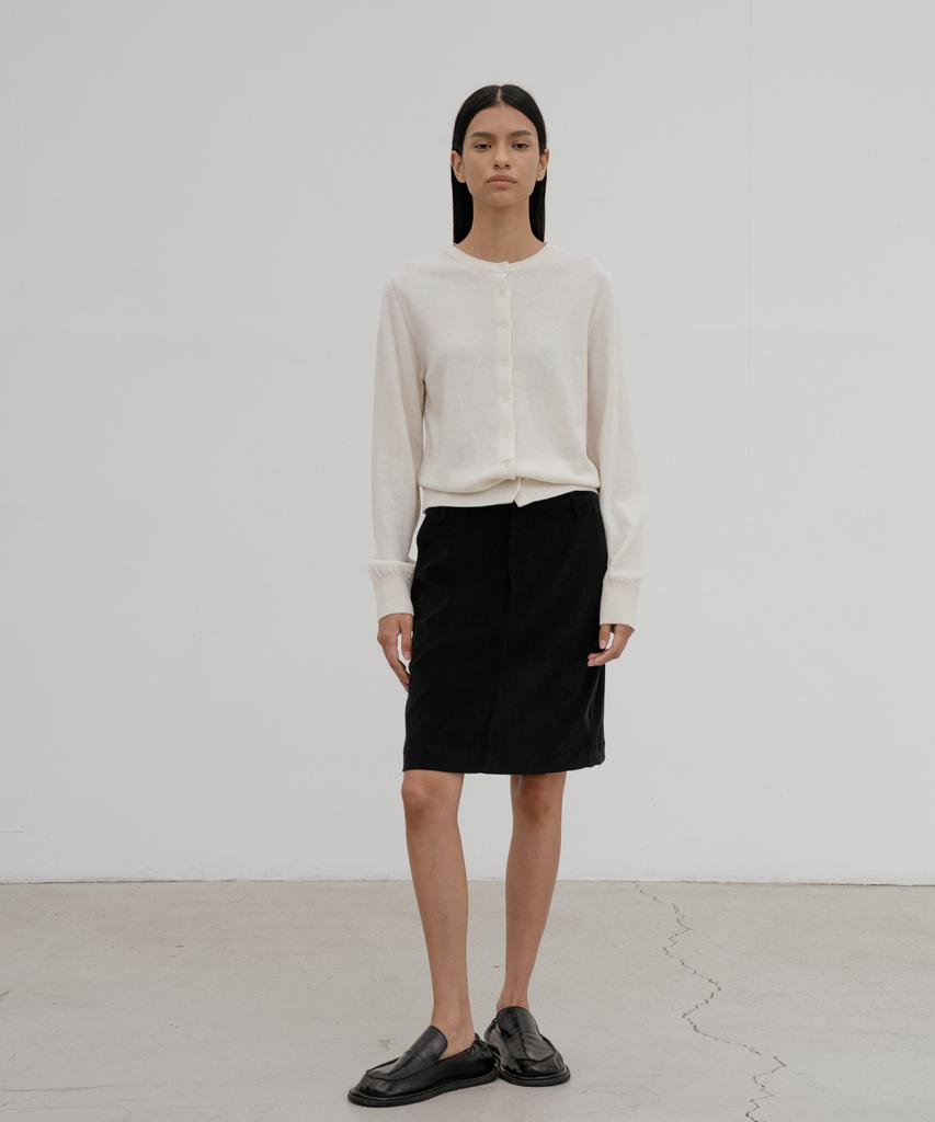 D Noah Braided Corduroy Skirt (Black)