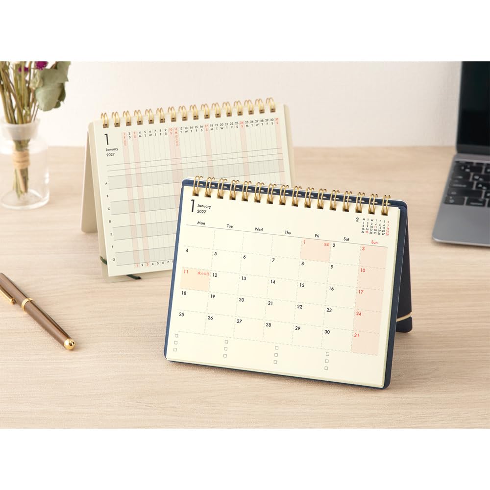 Midori Plus Stand Diary Planner B6 Modified 22481006 January 2027, Size, Monthly, Beige, (Starts 2027)