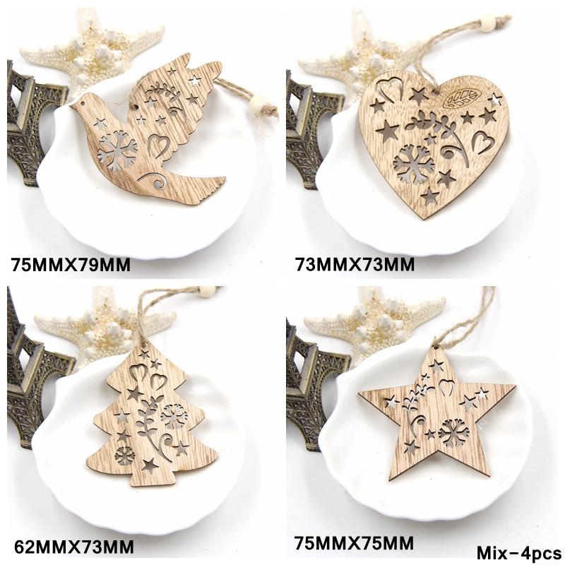 Creative Wooden Christmas Tree Ornaments Set Holiday Party Decorations Kids Gifts