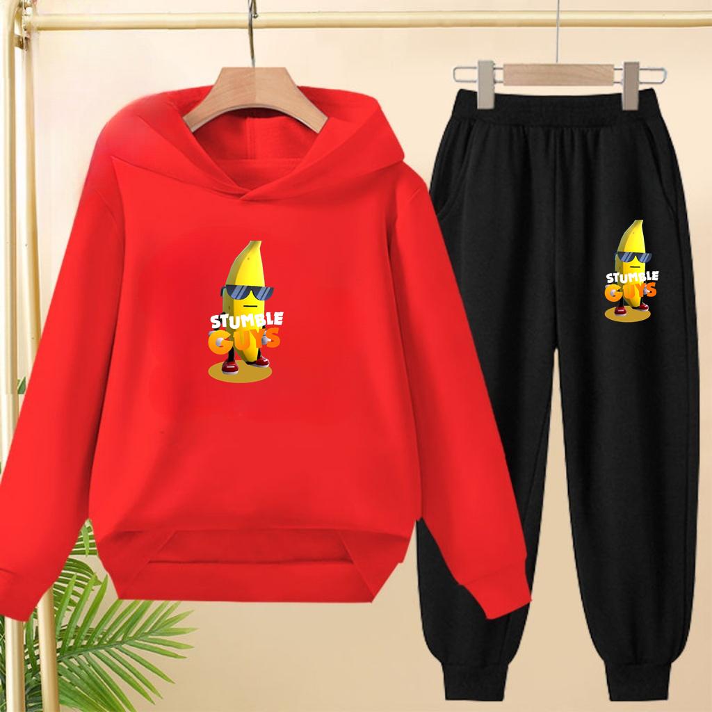 Children's Hoodie Pullover 3-12Yrs Anime GUYS Print Charming Coat Sweatshirt+Pants Boys Girls Toddler Trendy Clothes Leisure Set