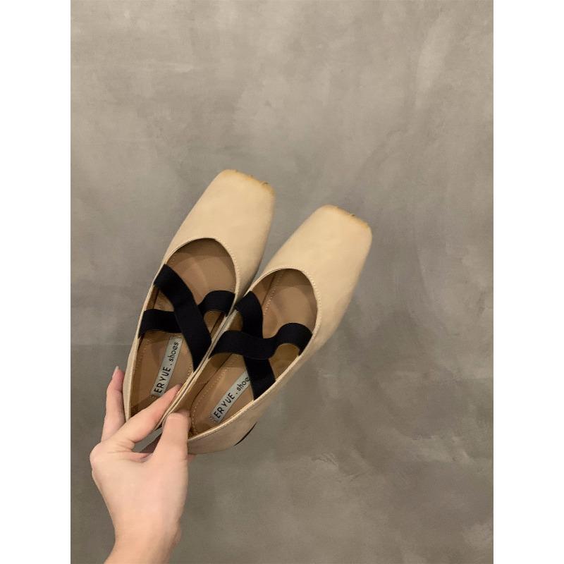 Flat ballet square head single shoes fairy shoes new spring and autumn Mary Jane evening gentle shoes
