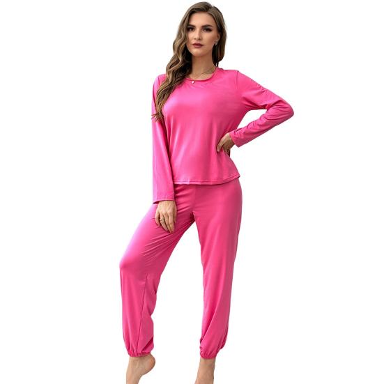 Женский пижамный комплект из 2 предметов: топ с длинным рукавом и брюки-джоггеры. Комплект пижамы на осень, свободная домашняя одежда для отдыха.