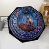 Cyberpunk Cat Mandala pattern umbrella, portable and foldable design, 8 ribs, a casual accessory for Halloween, Christmas, and birthday gifts.