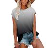 Womens Ladies Summer Solid Color Casual T-shirt Loose Multicolor Short Sleeve Top