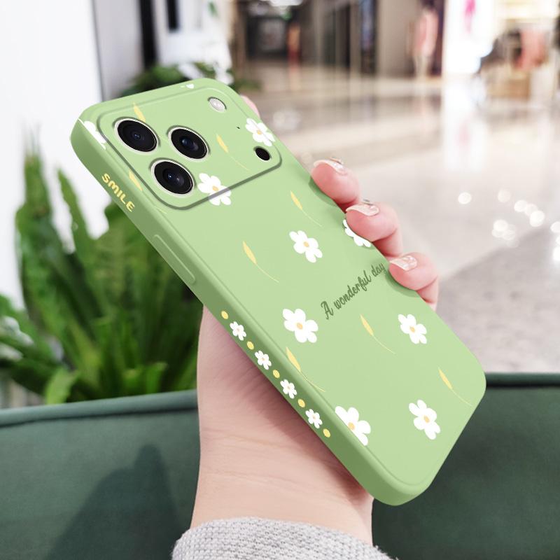 Чехол для телефона «Дождливая ромашка» для iPhone 17 16 16e 15 14 13 Plus Pro Max Mini Силиконовый чехол