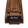 Hi-Tie Dark Gold Plaid Jacquard Mens Silk Tie Classic Necktie Cufflink Hanky Set