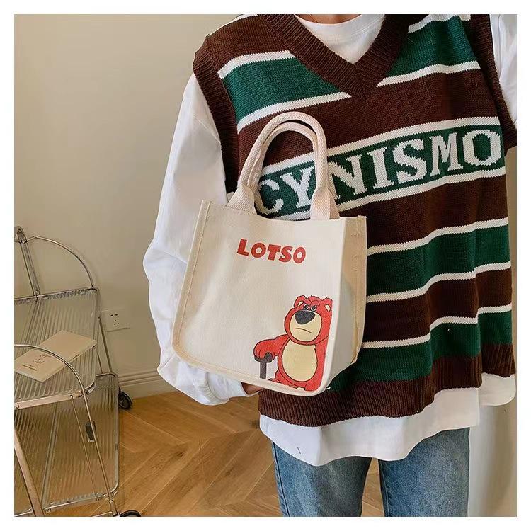 Женская маленькая холщовая сумка-тоут: Ланч и сумочка в японском и корейском стиле для работы или учебы