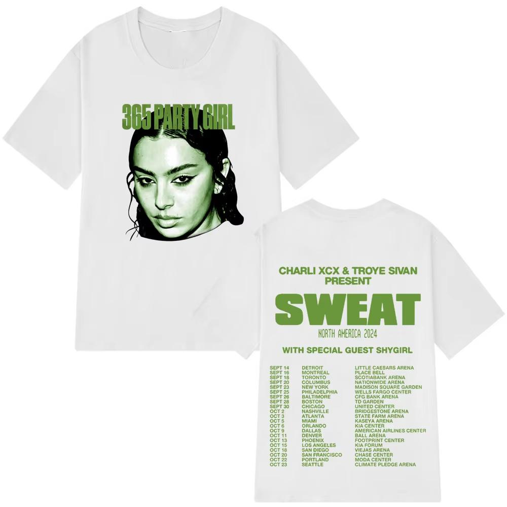 2026 Charli Xcx Brat Tour 365 Party Girl Футболка Готическая Мода Хип-хоп Футболки Унисекс Женская Хлопковая Футболка Уличная одежда