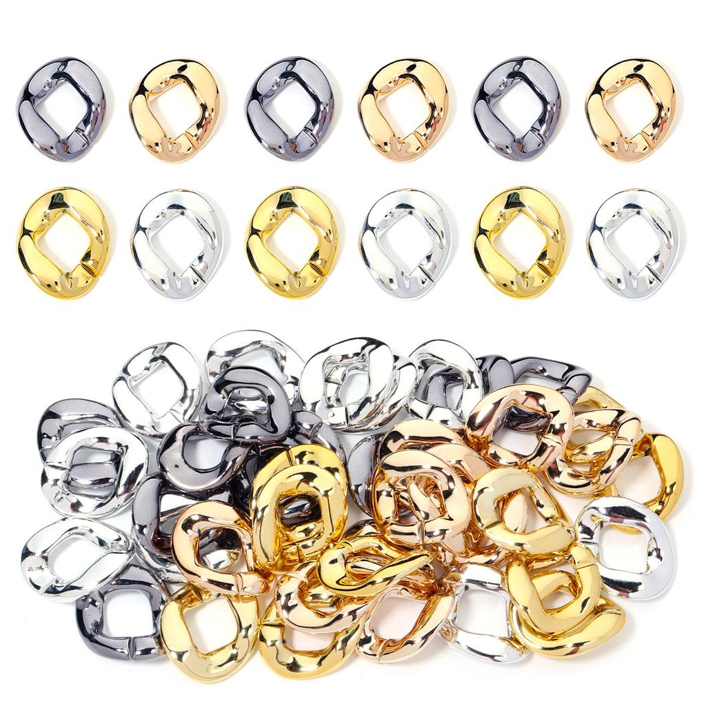 10pcs/lot 48X40mm Plated Acrylic Chain Buckle For Jewelry Making Connectors DIY Necklace Bracelet Purse Chain Accessory