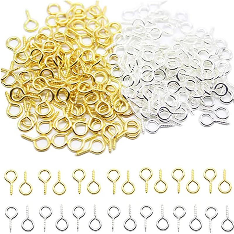 100-800 шт. Маленькие Крошечные Мини Пины с Ушком Пины Крючки Люверсы Винтовые Золотые Застежки Крючки Фурнитура для Изготовления DIY 9x4мм