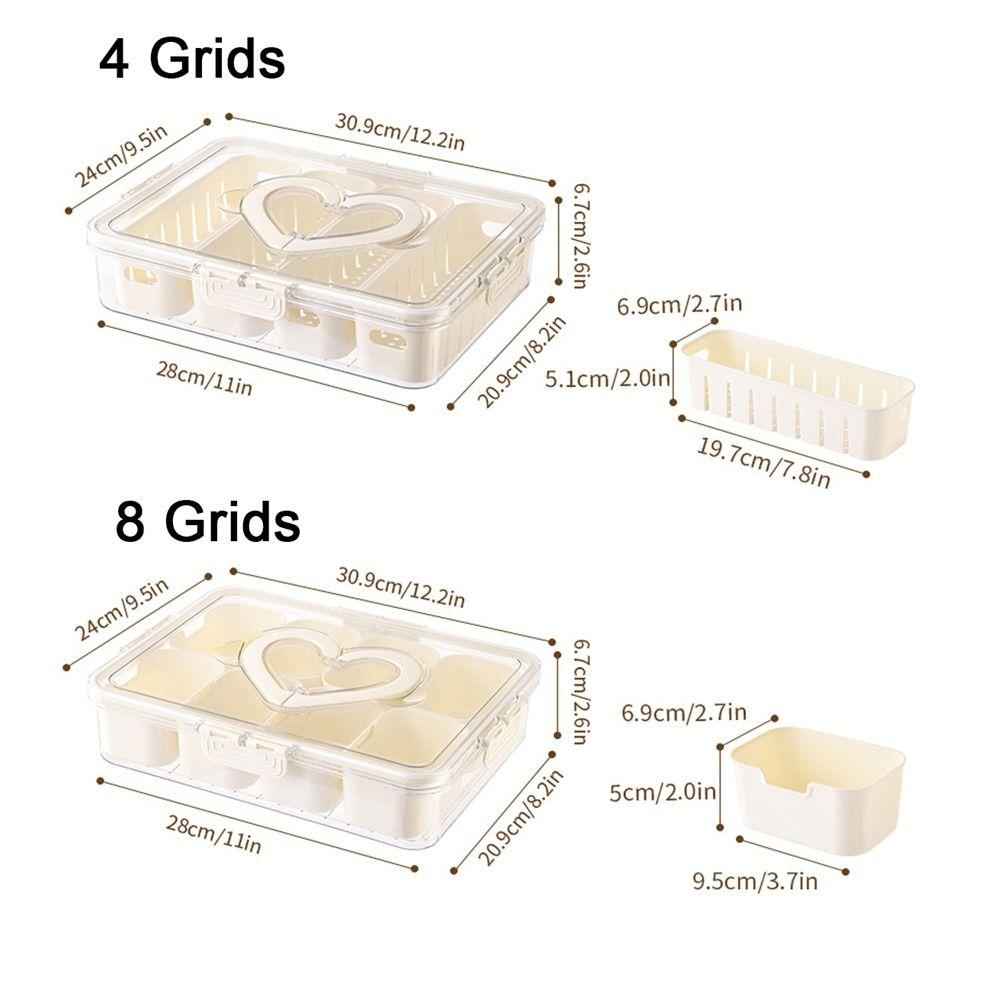 Large Capacity Divided Dinner Plate Plastic Food Preservation Store Box Snack Fruit Tray for Home