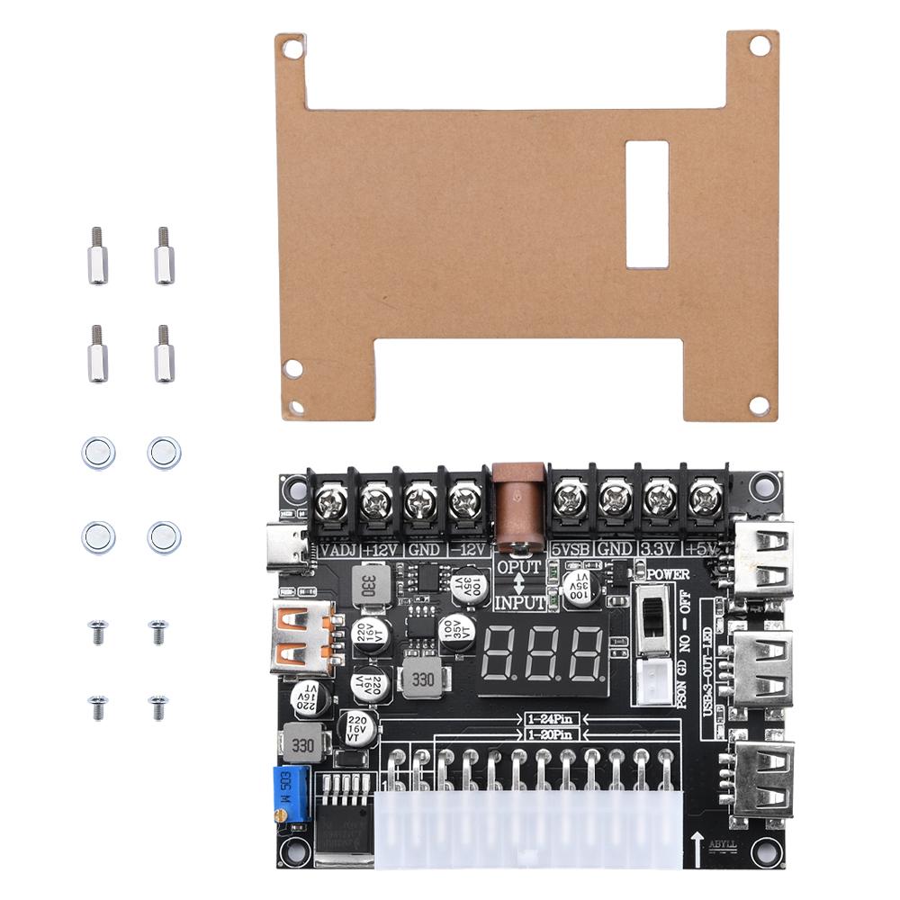 20/24 Pin ATX Power Adapter Board Power Module Adapter Adjustable Voltage With Red Digital Display Support For PD2.0/PD3.0