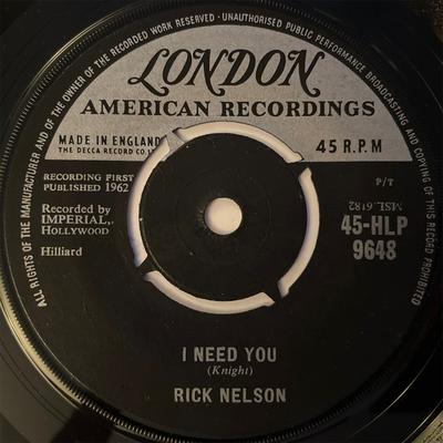 7-дюймовая пластинка РИКИ НЕЛЬСОН - Это зависит от тебя 45HLP9648 London Records, 1962 UK Рок Б/У