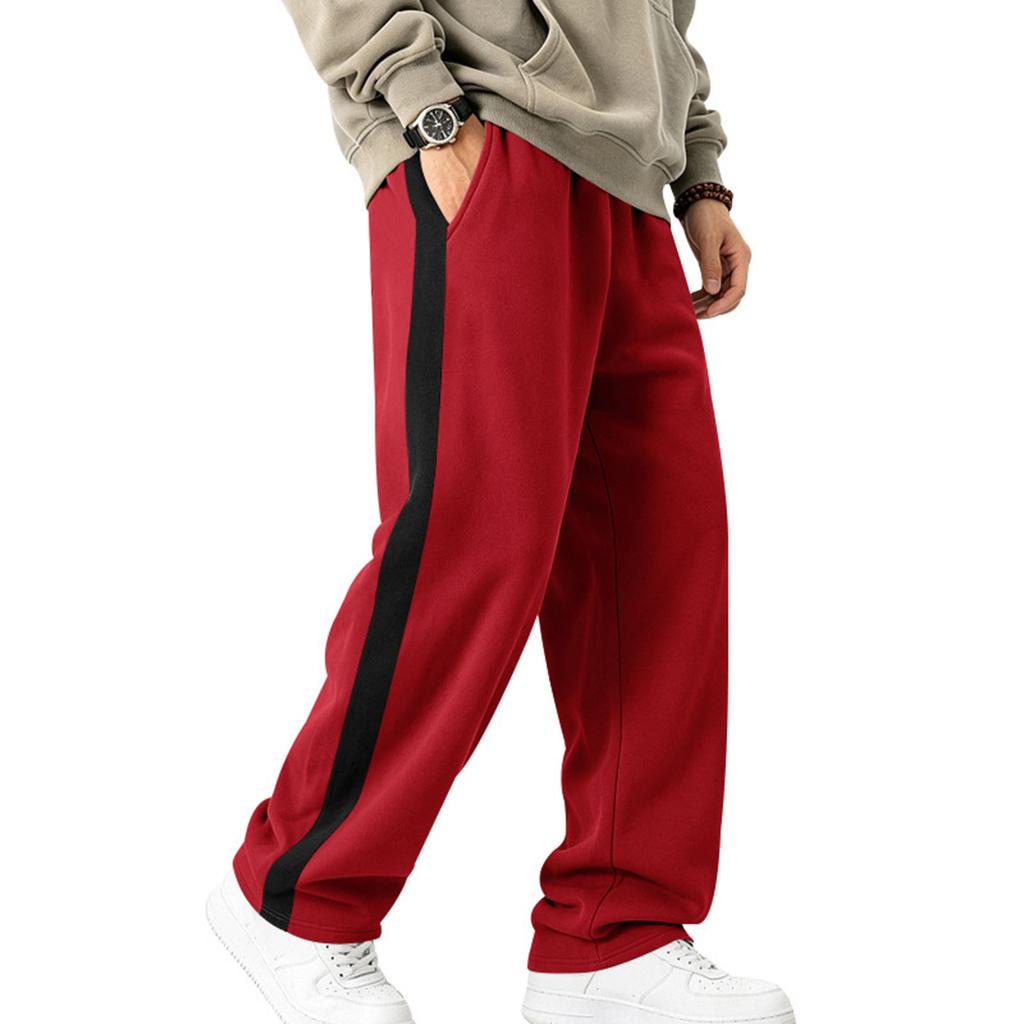 Men's -Lined Sweatpants with, Straight Leg Paneled Athletic Pants for Fall and Winter Casual Wear