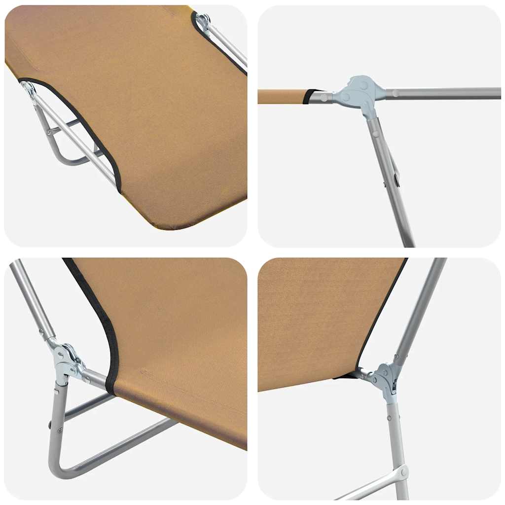 Folding Sun Loungers 2 pcs Steel and Fabric Taupe