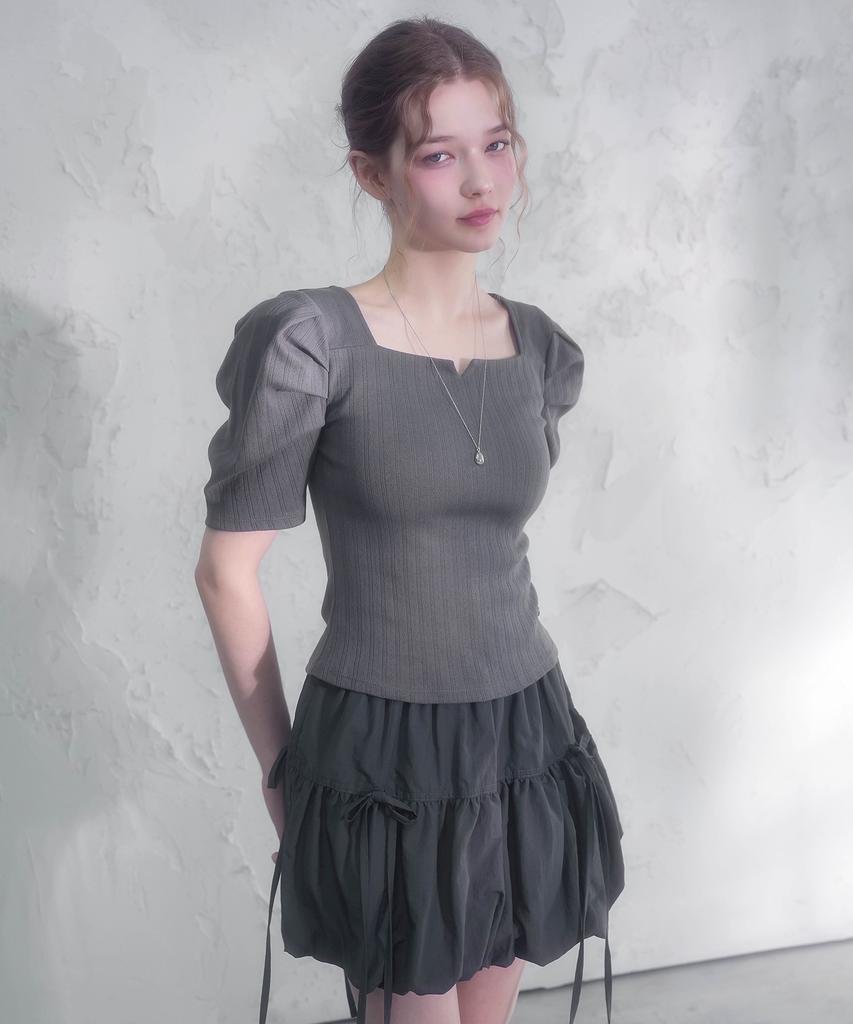 VIVACIOUS Charly Punched Square Neck Puff Tee_3 Colors