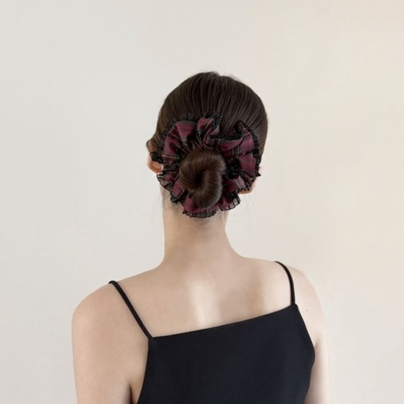 Любимые резинки-скранчи в клетку_Красный