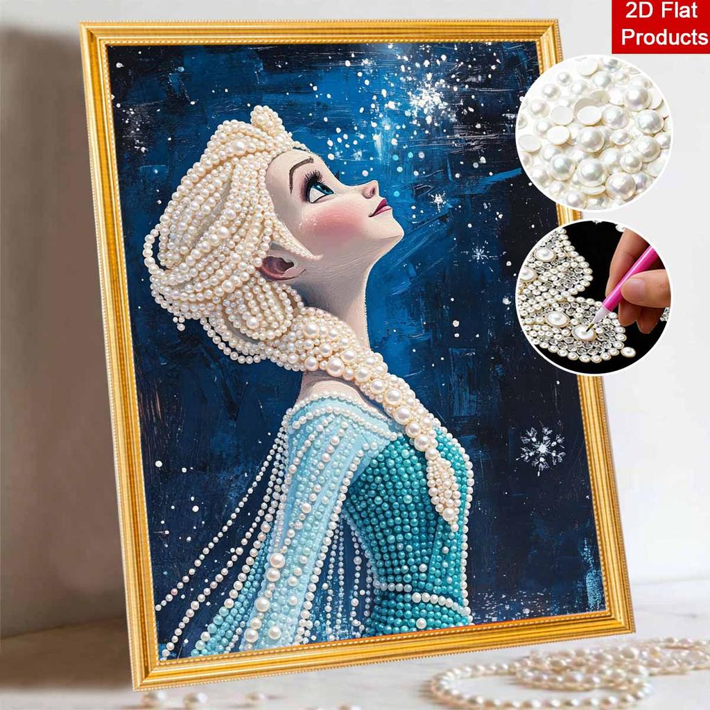Disney Elsa pearl painting handmade diy pearl art painting elegant living room hanging painting decoration